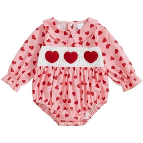 Adobabirl Baby Girl Christmas Outfit Santa Claus Bubble Romper Long Sleeve Embroidery Plaid Jumpsuit Cute Christmas Clothes