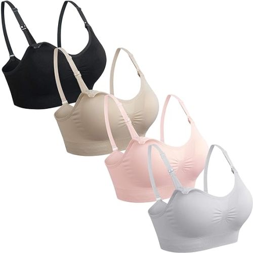 4Pack Nursing Bra for Breastfeeding Maternity Bras Push Up Silk Seamless Pregnancy Bralette Underwear