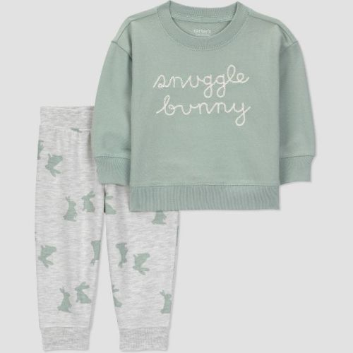 Carter's Just One You® Baby Boys' 2pc Snuggle Bunny Sweatshirt and Jogger Pants Set - Green 6M