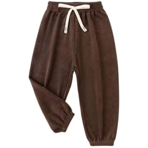 Moonker Kids Corduroy Jogger Pants Boys Girls Solid Color Elastic High Waist Y2k Streetwear Sweatpants Soft 2t