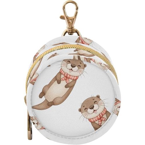 Otter White Pattern Pacifier Holder Case with Metal Clip Portable Pacifiers Holder for Newborn Baby Girls