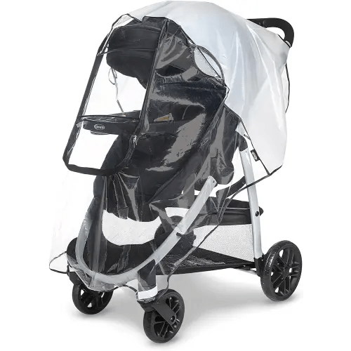 Graco Univeral Deluxe Weather Shield with Zippered Window, Baby Rain Cover, Universal Size to fit Most Stollers, Waterproof, Windproof, Ventilation, Protection, Shade, Umbrella, Pram, Vinyl, Clear
