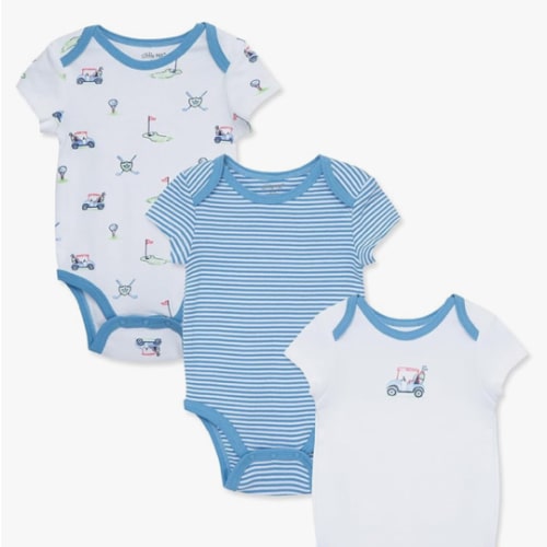 Little Me Clothes for Baby 3-Pack 100% Cotton Scratch Free Tag Bodysuits, Newborn to 9 Months