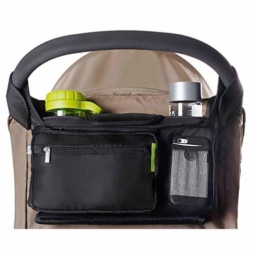 Ethan & Emma Baby Stroller Organizer with Cup Holders – Baby Shower Gift – Secured Fit, Extra Storage, Easy Installation – Universal Stroller Organizer for Smart Moms - Black
