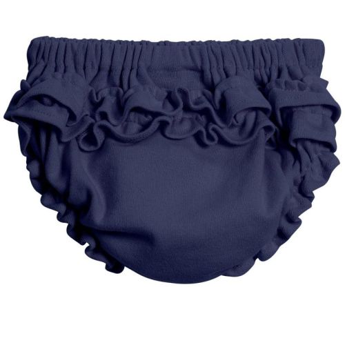 City Threads USA-Made Girls Soft Cotton Ruffle Diaper Cover | Navy - Newborn
