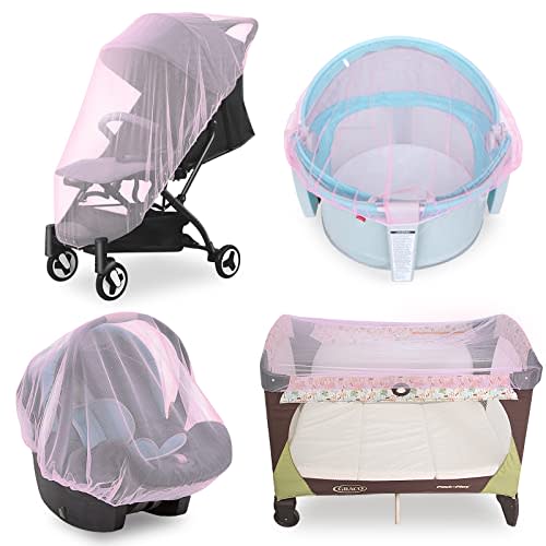 Mosquito Net for Stroller Baby Mosquito Net, Pink Bug net | Reusable Portable Baby Insect Netting for Stroller, Playards, Pack N Plays and Portable Mini Crib