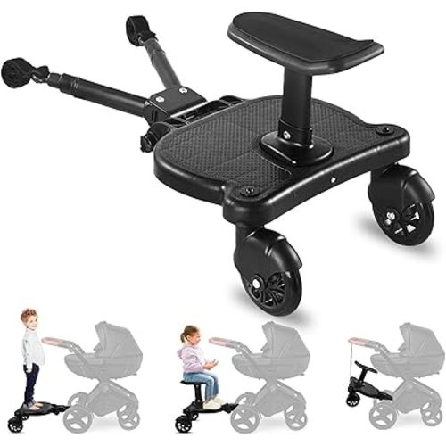 Universal Stroller Board with Detachable Seat, 2-in-1 Strollers Board Attachment
