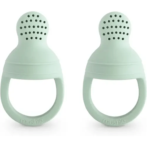 mushie Silicone Baby Fresh Fruit & Food Feeder Pacifier | 6 Months+ (Cambridge Blue)