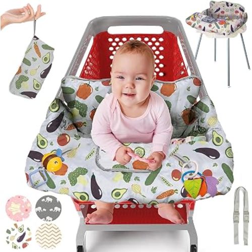 PILLANI Shopping Cart Cover for Baby, High Chair Cover for Restaurant Seat - Grocery Cart Cover for Baby Girl and Boy, Comfortable Cotton Buggy Covers for Babies - Padded Toddler Shopping Cart Cover