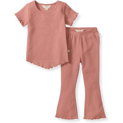 Burt's Bees Baby Baby Girls' Short Sleeve Top and Leggings Set, Outfit Bundle, 100% Organic Cotton