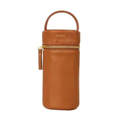 FAWN DESIGN The Bottle Bag, Insulated Bottle Bag for Daycare, Travel and More, Premium Matte Faux Leather Insulated Bag, Cooler Bag Fits Most Standard Bottle Sizes, 4x3.5x7.5 inches