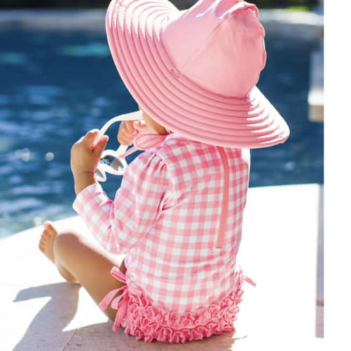 Gingham Long Sleeve One Piece Rash Guard