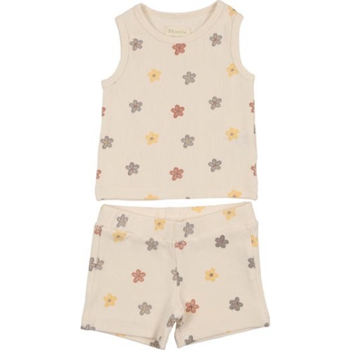Kids' Floral Ribbed Tank & Shorts Set, 3M