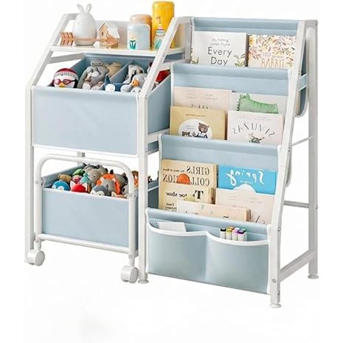 SUOERNUO Kids Bookshelf and Toy Storage Organizer 3 Tier Montessori Toddler