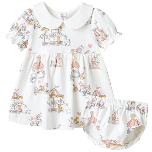 pureborn Baby Girls Dress with Bloomer Infant Girl Cotton Playwear Dress 0-24 Months