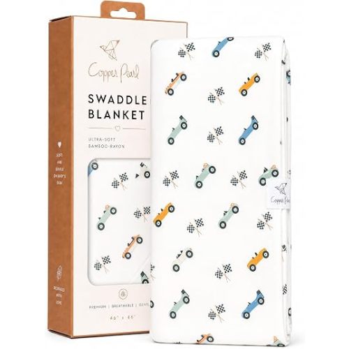 Copper Pearl Swaddle Blankets for Newborns | Soft Stretchy Receiving Blankets for Boys and Girls | Large 46 x 46 Inch Baby Blankets | Lightweight and Breathable Swaddles | Speedster