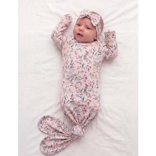 Botanical Pink Knotted Baby Gowns, 2 Pc 0-3M