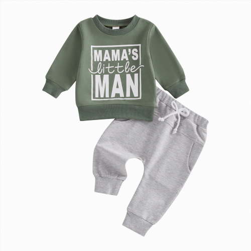 HCNTES Toddler Baby Boy Clothes 3 6 9 12 18 24 Months Fall Outfits Long Sleeve Sweatshirt Tops + Pants Set(12-18 Months,Green&e2)