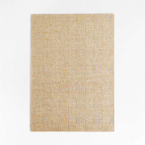 Chunky Squares Wool and Polyester Beige Kids Performance Area Rug 5'x8'