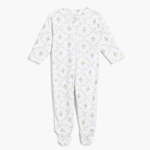 The Footie Pajama - Light Pink Trellis