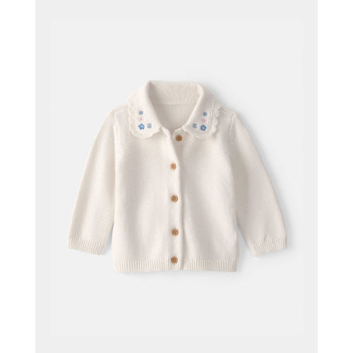 Baby Girl Floral Button-Up Cardigan Sweater - Ivory - OshKosh B'gosh | Carter's