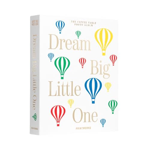 Printworks Dream Big Little One Baby Album, Beige - 30-Page Keepsake | Two 4x6 Per Page, 100% Cotton Cover, 13 x 10.6 in, Pregnancy to First Steps, Coffee Table or Shelf Display