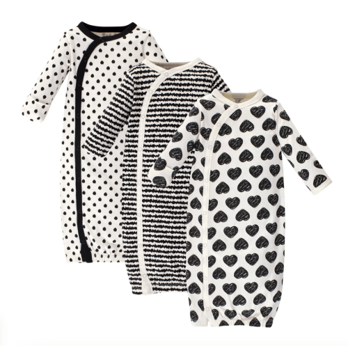 PREEMIE Hearts Organic 3pk Kimono Gown Set