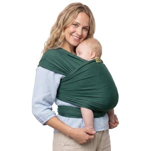 Boba Baby Wrap Carrier - Stretch Organic Bamboo Newborn Sling, Rainforest | Breathable Bamboo-Blend Knit, newborn to toddler. Hands-Free Babywearing for bonding, nursing & naps 7-35 lbs.