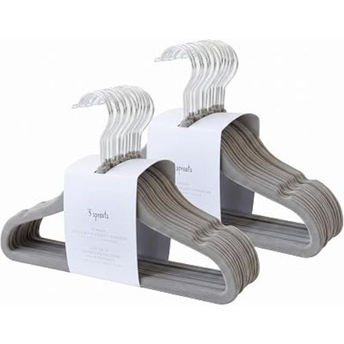 3 Sprouts Velvet Baby Hangers, Non Slip Slim, Dark Gray, 30 Pack