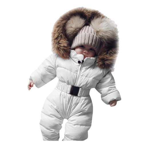 MuXiKeJi Baby Snowsuit Girls Insulated Winter Outerwear Romper Coat with Hood Warm Snowsuit Jumpsuit for Baby Toddler