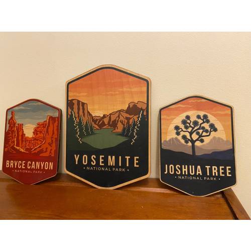 National Park Wood Sign for all 63 Parks, retro style full color on wood