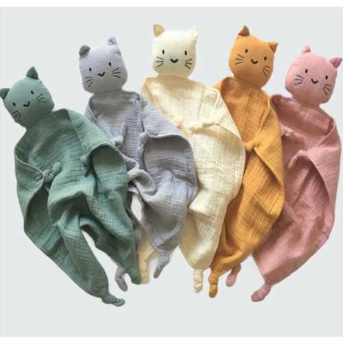 Organic Muslin Kitten Lovey: Baby Security Blanket