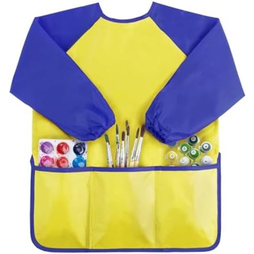 Kopokita Kids Art Smock, Toddlers Painting Apron Waterproof Children Artist Smock With Long Sleeve and 3 Pockets
