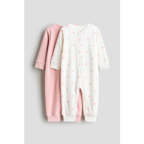 2-PACK FLEECE ZIP-UP PAJAMA JUMPSUITS