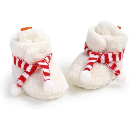 Baby Booties Cozy Fleece Slippers Soft Baby Shoes With Gripper Soles, Winter Warm Infant Newborn Crib Sock Shoes First Walkers