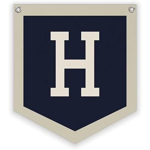 Lacama Toddler Boys Room Decor，Name Pennant Flag Banner, Vintage Baby Boy Nursery Wall Art for Toddler Bedroom Playroom Kidsroom，Baby Boy Christmas Gifts，Initial Monogram H 12x14 in