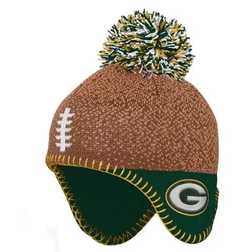 Infant Green Bay Packers Outerstuff Brown Football Head Knit Hat
