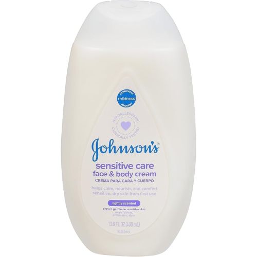 Johnson'S, Sensitive Care Baby Face & Body Cream Lightly Scented, 13.6 Fl Oz
