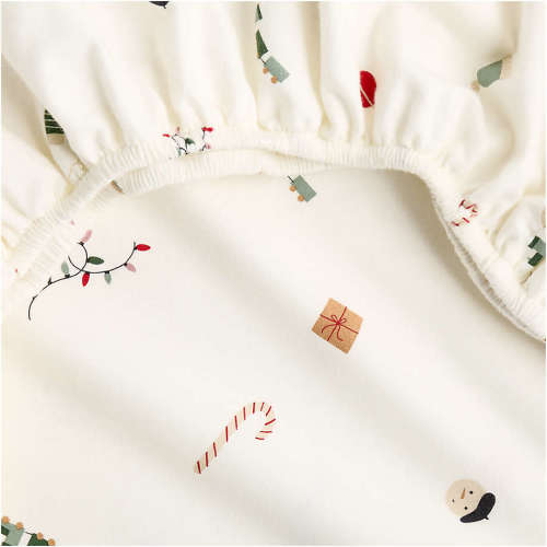Supercozy Merry Moments Christmas Organic Flannel Baby Crib Fitted Sheet