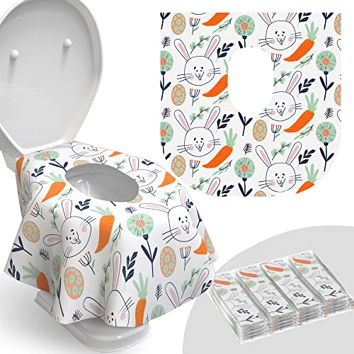 Relyo Disposable Toilet Seat Cover for Travel – 20 Pack with Covers Wrapped in Sets of 2, Non-Flushable Liners, Fits Most Seats – Kids, Toddlers, Adults (Bunny, 20)