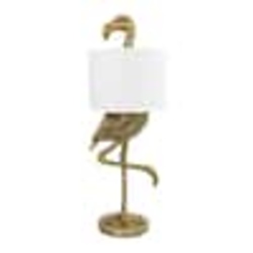 Storied Home 31.75 in. Gold Flamingo Shaped Table Lamp with White Linen Shade EC0203