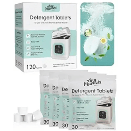 120PCS Bottle Washer Tablets Compatible with Baby Brezza, Momcozy ,Grownsy & All Brands, Detergent Tablets for Bottle Washers, Detergent Cleaning Tablets for Baby Bottles, Deep Cleans Milk Residue