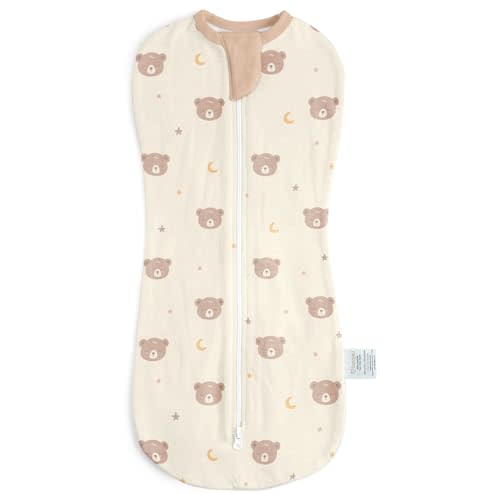 Baby Swaddle 0-2 Months, Cotton Arm-In Zipper Sleep Sack, Wearable Blankets Wrap for Newborn Infant Girls and Boys (Bear, Pack of 1)