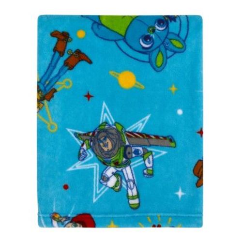 NoJo Disney Toy Story It's Play Time Blue, Green, Red and Yellow Woody, Buzz and The Toys Super Soft Toddler Blanket