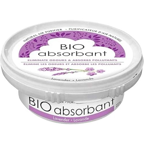 ATTITUDE Bio Absorbant Air Purifier with Activated Carbon, Plant- and Mineral-Based, Absorbs Odors, Vegan, Lavender, 8 Ounces