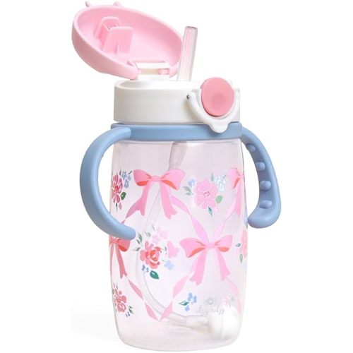 Itzy Ritzy Sippy Cup - Includes Weighted Silicone Straw, Ergonomic Handles & Snap-Close Lid (Ribbons & Bows)
