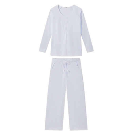 LAKE | Women | Pima Cotton Pajamas | French Blue Maternity Wide Leg Pajama Set