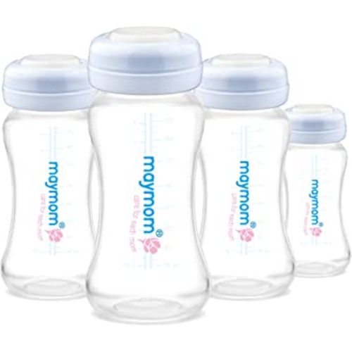 Maymom Wide Neck Breastmilk Collection and Storage Bottle 9oz; Remarkable SureSeal Disc. Compatible with Spectra S2, Spectra S1 Spectra 9+ and Avent Breast Pumps