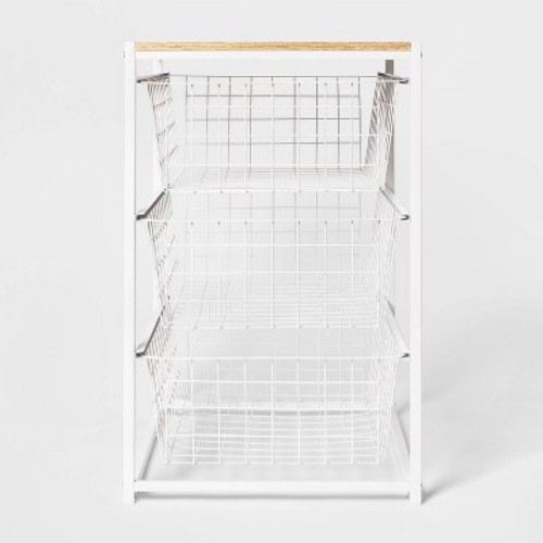 3 Drawer Organizer - Brightroom™, Color: White Metal with Natural