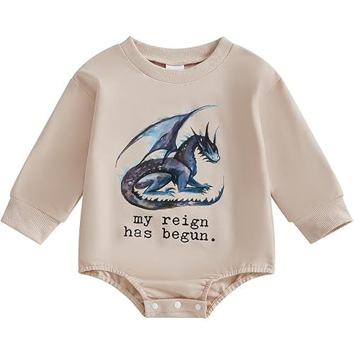 Eadrioss Newborn Baby Boy Girl Clothes My Reign Has Begun Romper Shirts Bodysuit Infant Dragon Summer Outfit 3 6 12 18 Month